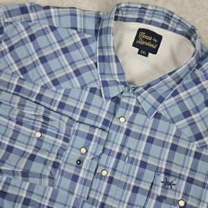 Texas Standard Men's 3XL Blue Plaid Snap Western Bamboo Shirt Cowboy Rodeo Work‎